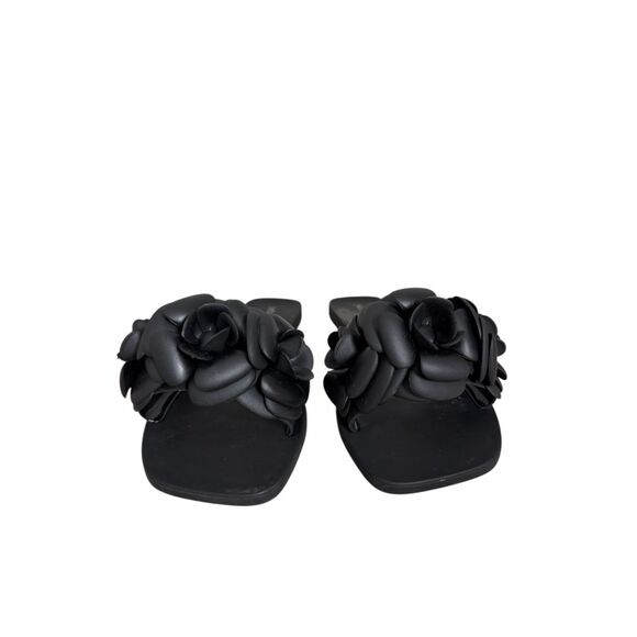 Jeffrey Campbell Sandals Womens Size 10 Jelly Slides Floral in Black - Picture 4 of 7